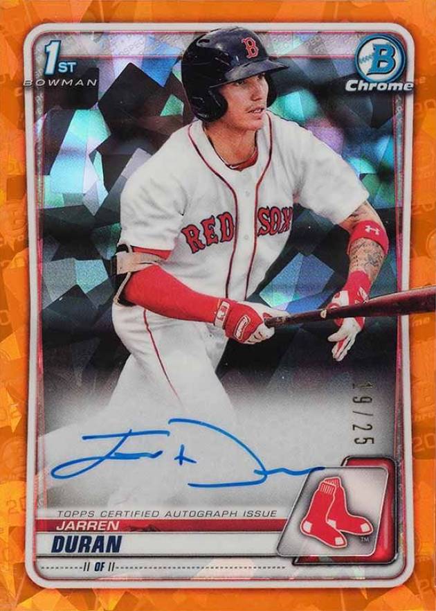 2020 Bowman Chrome Sapphire Edition Autographs Jarren Duran #BSPAJD Baseball Card