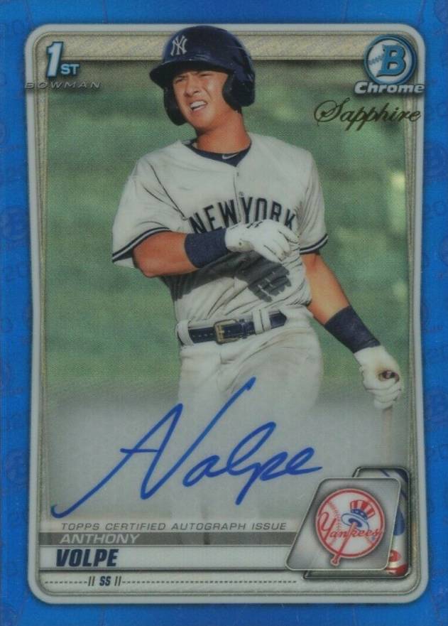 2020 Bowman Chrome Sapphire Edition Autographs Anthony Volpe #BSPAAV Baseball Card