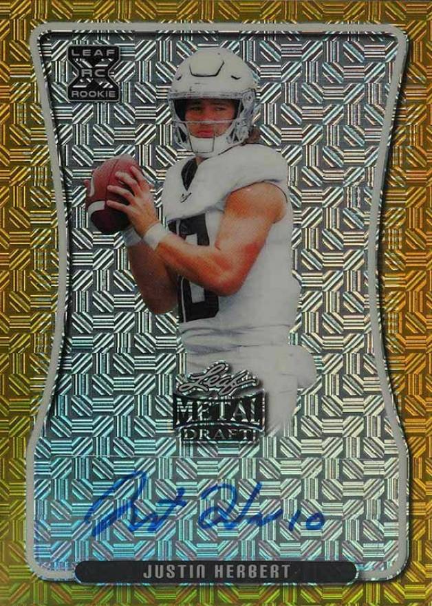 2020 Leaf Metal Draft Autographs Justin Herbert #BAJH2 Football Card