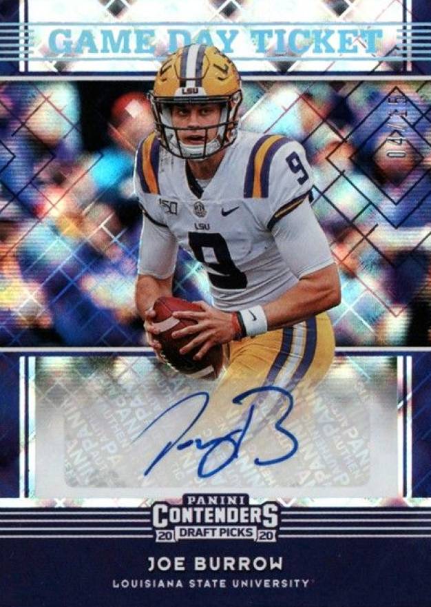 2020 Panini Contenders Draft Picks Game Day Ticket Signatures Joe Burrow #1 Football Card