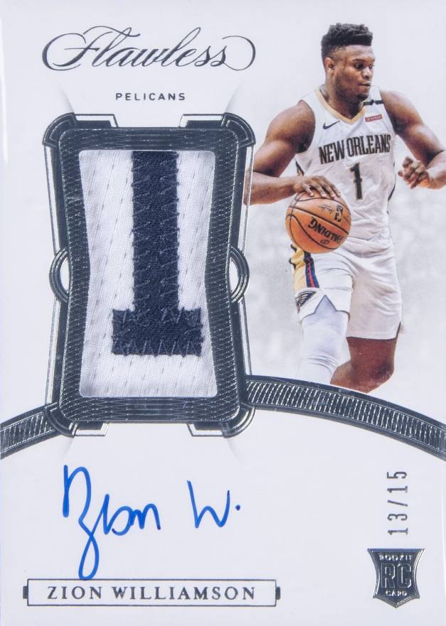 2019 Panini Flawless Vertical Patch Autographs Zion Williamson #VPZWL Basketball Card