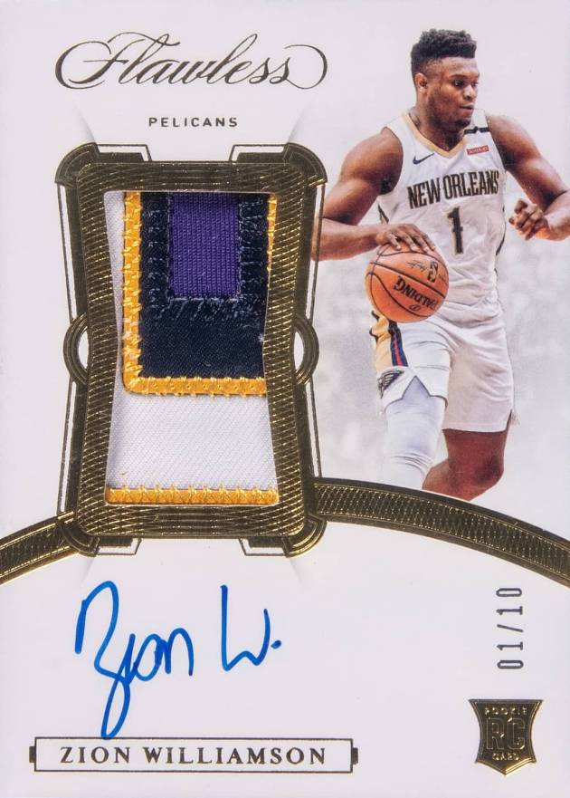 2019 Panini Flawless Vertical Patch Autographs Zion Williamson #VPZWL Basketball Card