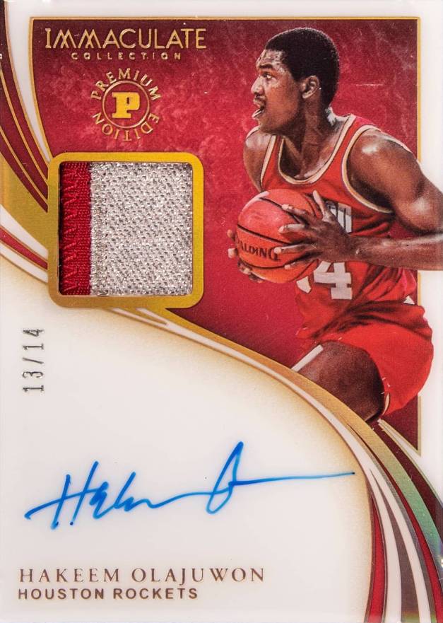 2019 Panini Immaculate Collection Patch Autographs Hakeem Olajuwon #PAHOW Basketball Card