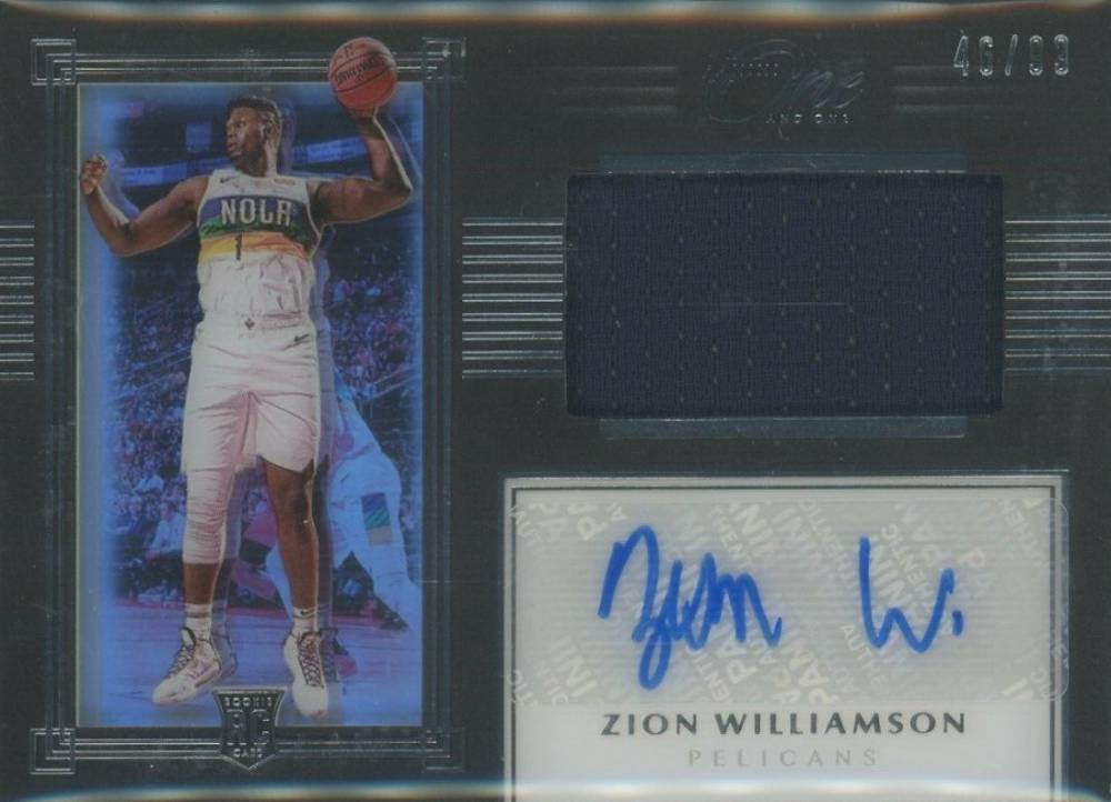 2019 Panini One and One Premium Rookie Jersey Autographs Zion Williamson #ZWL Basketball Card