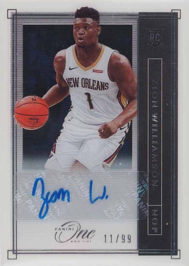 2019 Panini One and One Rookie Autographs Zion Williamson #ZWL Basketball Card