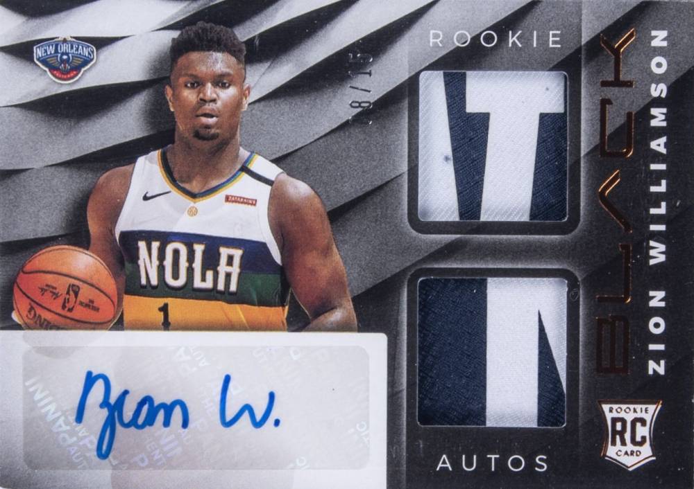 2019 Panini Black Rookie Memorabilia Autograph Zion Williamson #RMZW Basketball Card