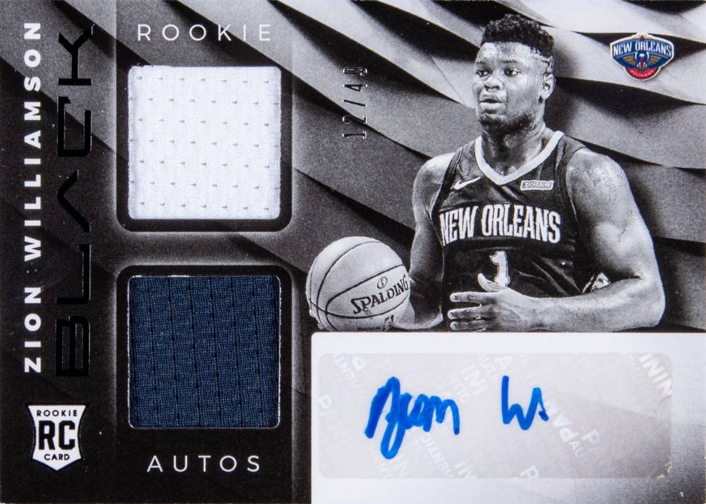 2019 Panini Black Rookie Memorabilia Autograph Zion Williamson #RVMZW Basketball Card