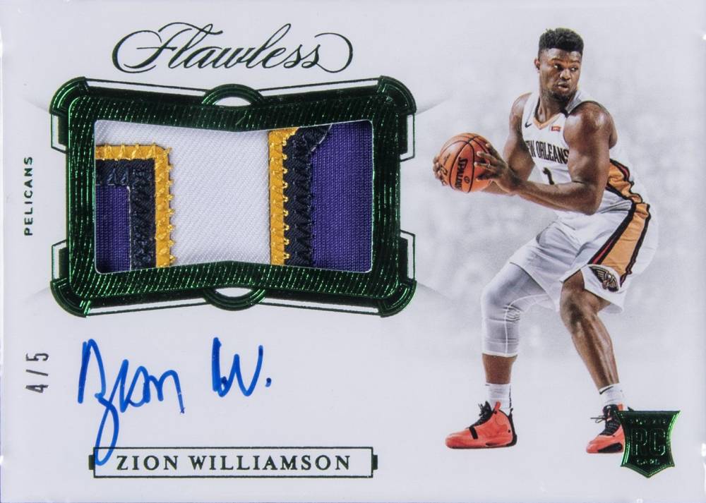 2019 Panini Flawless Horizontal Patch Autographs Zion Williamson #HPZWL Basketball Card