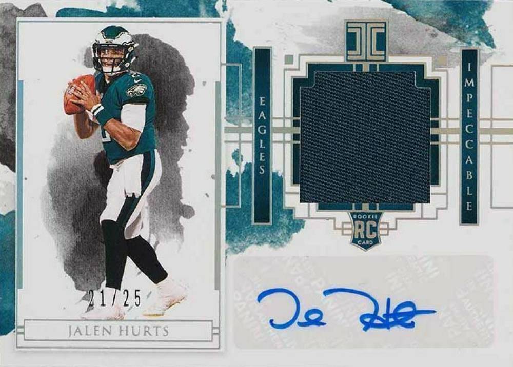 2020 Panini Impeccable Rookie Patch Autographs Jalen Hurts #RPAJAH Football Card