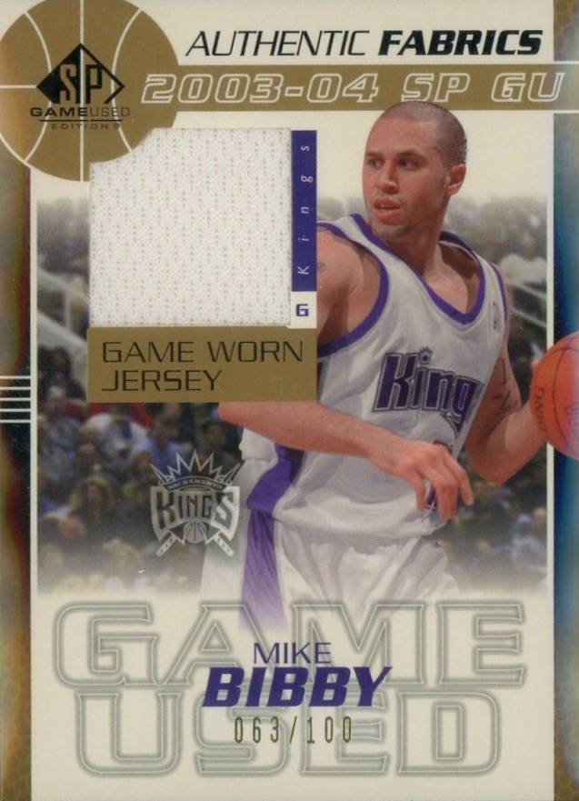 2003 SP Game Used Authentic Fabrics Mike Bibby #MB-J Basketball Card