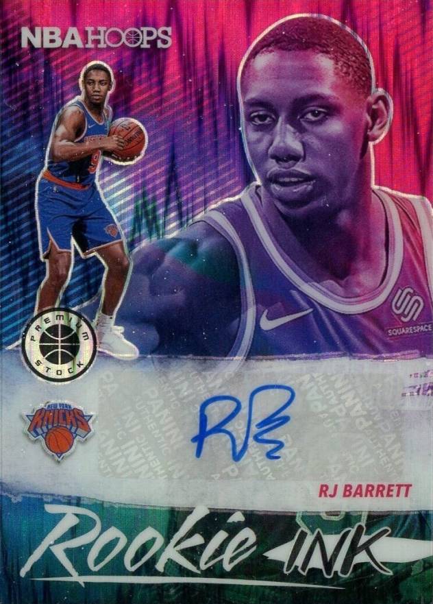 2019 Panini Hoops Premium Stock Rookie Ink RJ Barrett #RJB Basketball Card