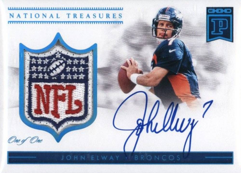 2019 Panini National Treasures Blockchain NFL Shield Autographs John Elway #SA-JE Football Card