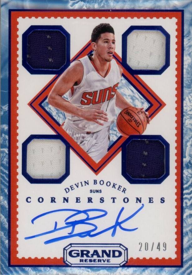 2016 Panini Grand Reserve Cornerstones Quad Jersey Autographs Devin Booker #7 Basketball Card