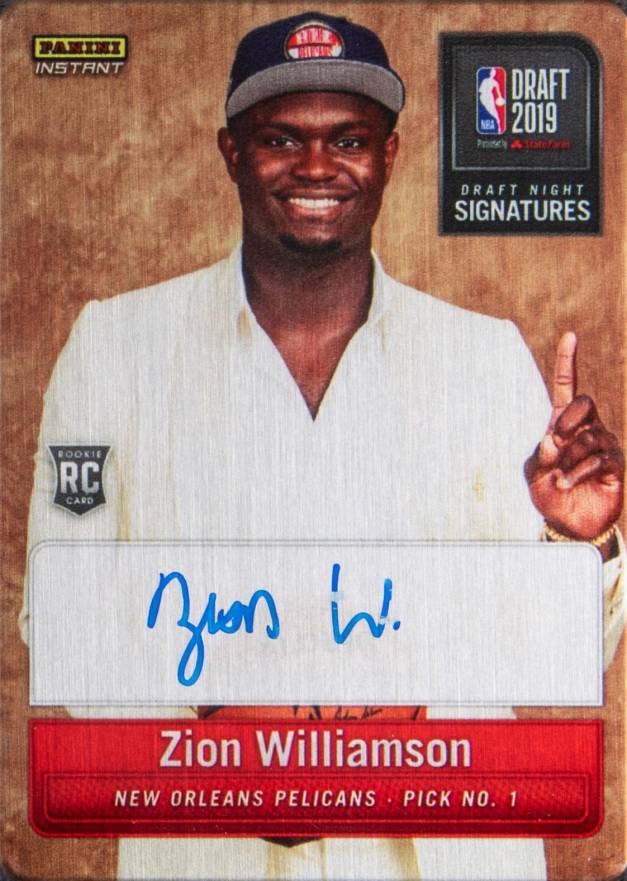 2019 Panini Instant Draft Night Metal Autographs Zion Williamson #DNS1 Basketball Card