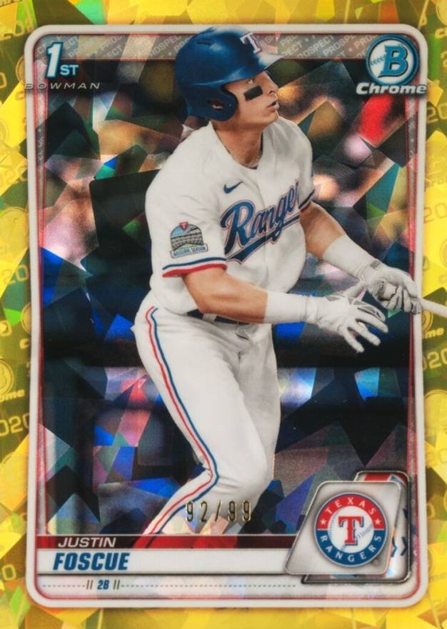 2020 Bowman Draft Chrome Sapphire Edition Justin Foscue #BD124 Baseball Card