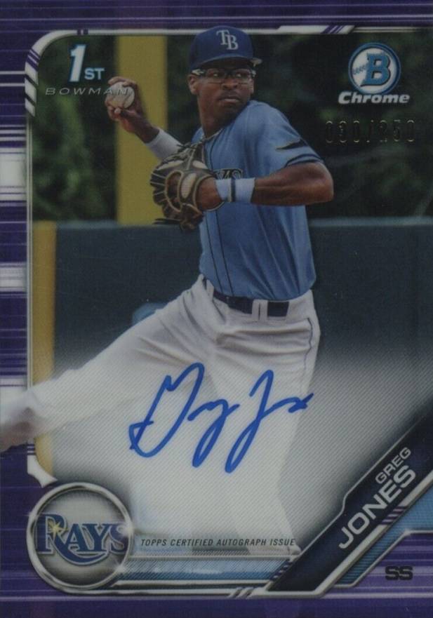 2019 Bowman Draft Chrome Draft Picks Autograph Greg Jones #CDAGJ Baseball Card