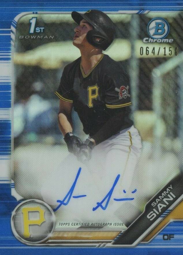 2019 Bowman Draft Chrome Draft Picks Autograph Sammy Siani #CDASS Baseball Card