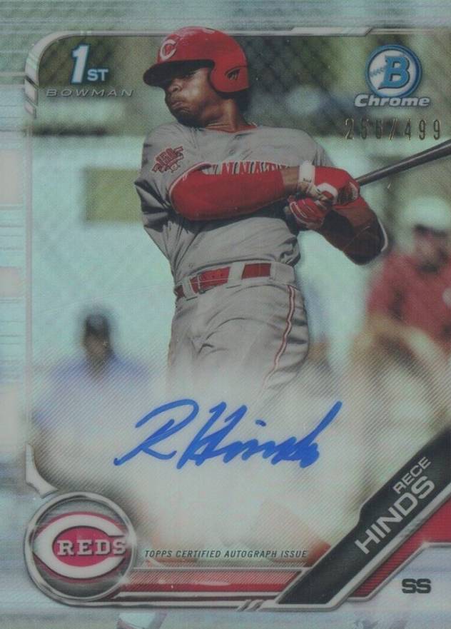 2019 Bowman Draft Chrome Draft Picks Autograph Rece Hinds #CDARH Baseball Card