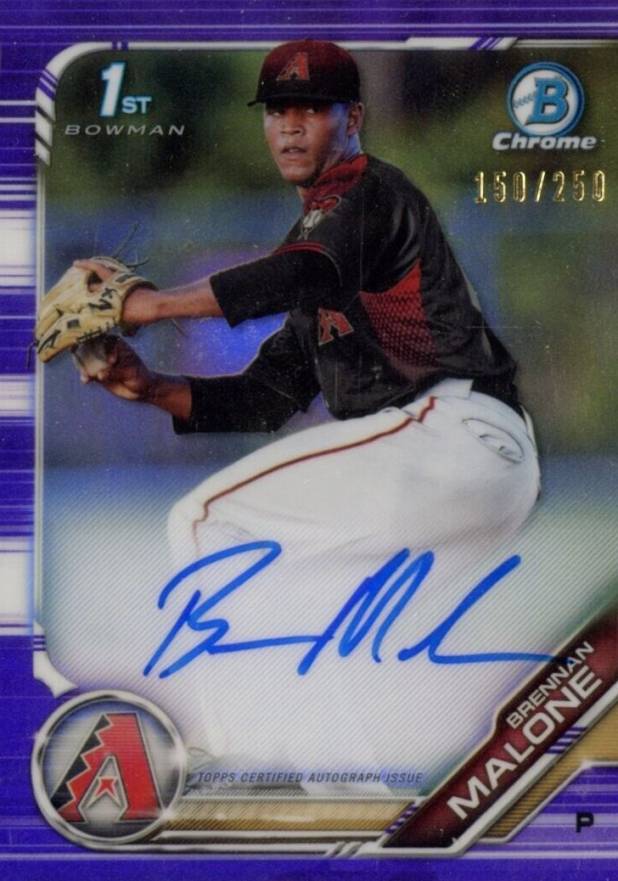 2019 Bowman Draft Chrome Draft Picks Autograph Brennan Malone #CDABM Baseball Card