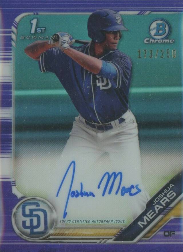 2019 Bowman Draft Chrome Draft Picks Autograph Joshua Mears #CDAJM Baseball Card