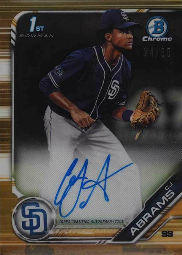 2019 Bowman Draft Chrome Draft Picks Autograph CJ Abrams #CDACA Baseball Card