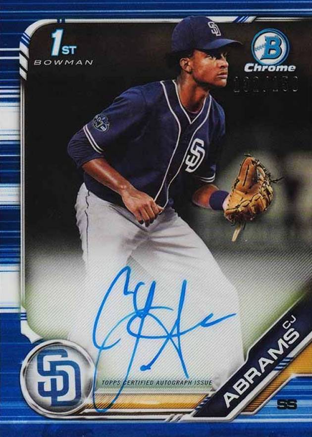 2019 Bowman Draft Chrome Draft Picks Autograph CJ Abrams #CDACA Baseball Card