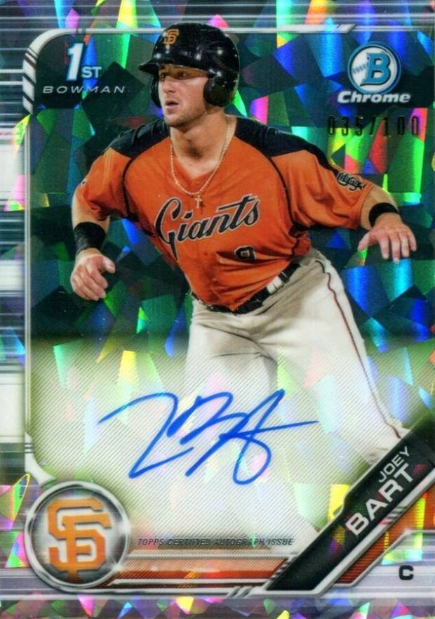 2019 Bowman Prospect Autographs Chrome Joey Bart #JB Baseball Card