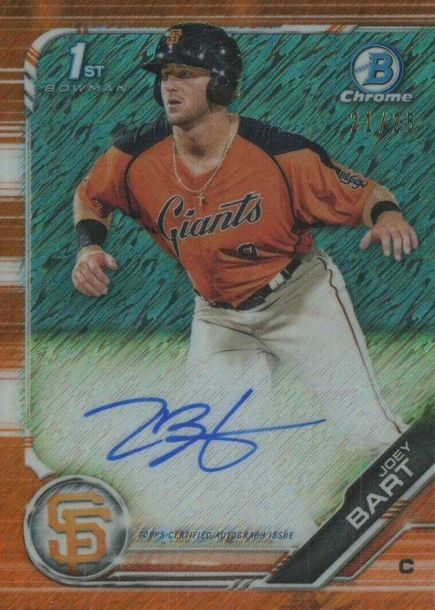 2019 Bowman Prospect Autographs Chrome Joey Bart #JB Baseball Card