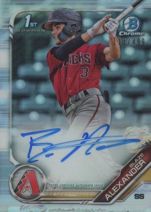 2019 Bowman Prospect Autographs Chrome Blaze Alexander #BA Baseball Card