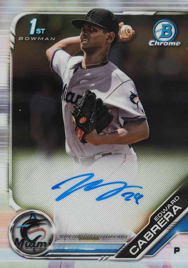 2019 Bowman Prospect Autographs Chrome Edward Cabrera #EC Baseball Card