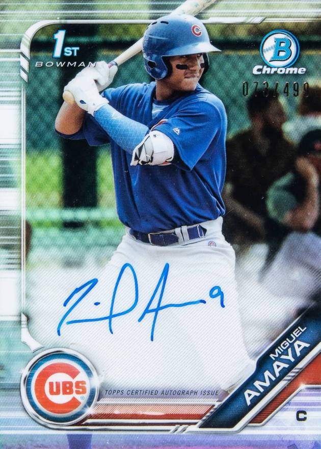 2019 Bowman Prospect Autographs Chrome Miguel Amaya #MAM Baseball Card