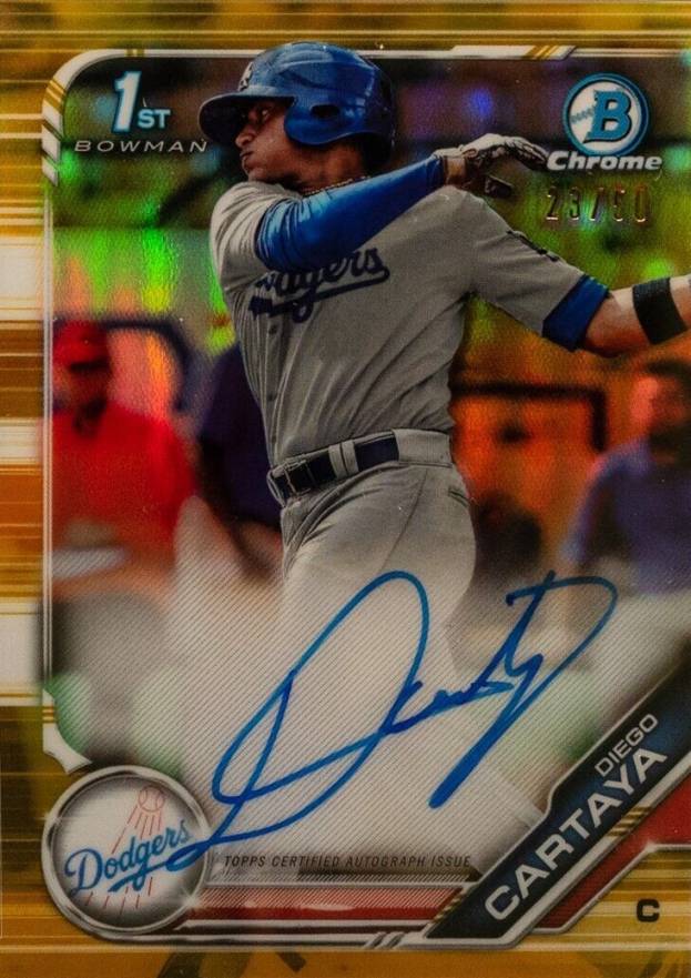 2019 Bowman Prospect Autographs Chrome Diego Cartaya #DCA Baseball Card