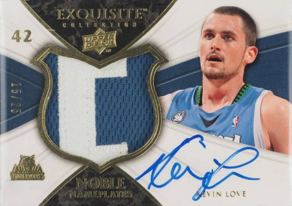 2008 Upper Deck Exquisite Collection Nameplates Autograph Patch Kevin Love #NA-KL Basketball Card