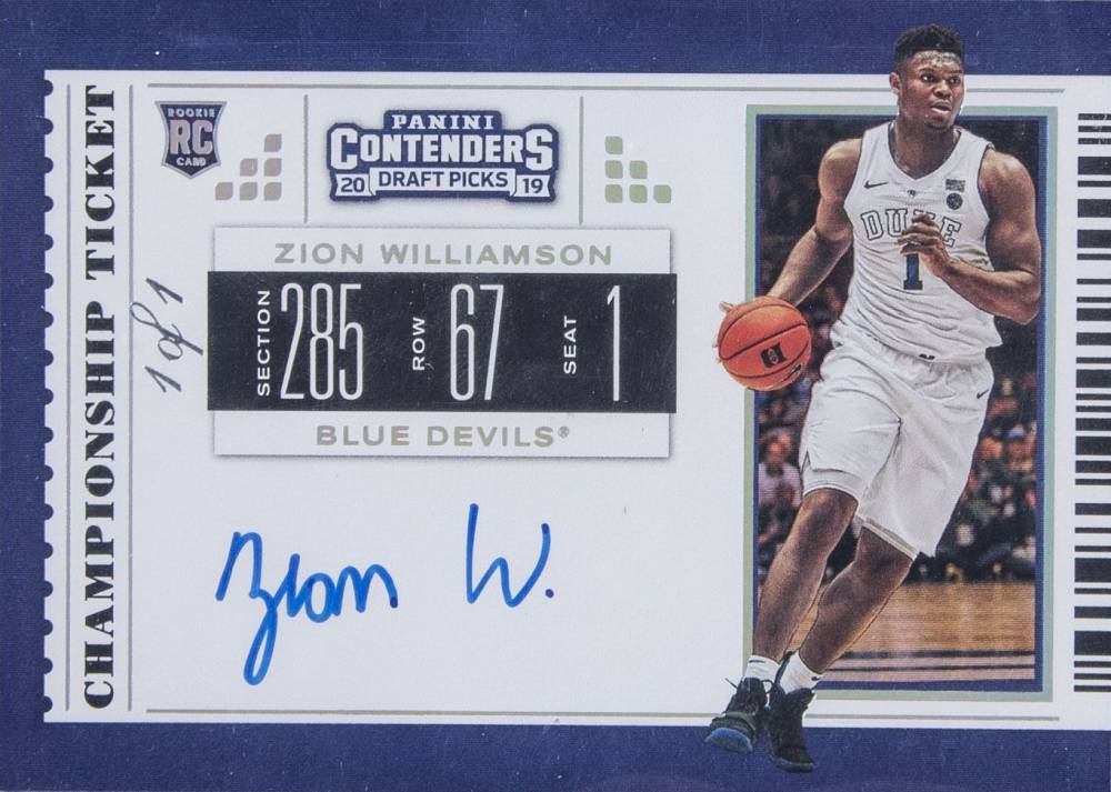 2019 Panini Contenders Draft Picks Zion Williamson #51 Basketball Card