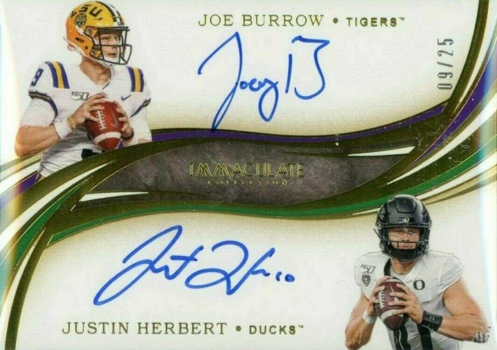 2020 Panini Immaculate Collegiate Immaculate Dual Autographs Herbert/Burrow #11 Football Card