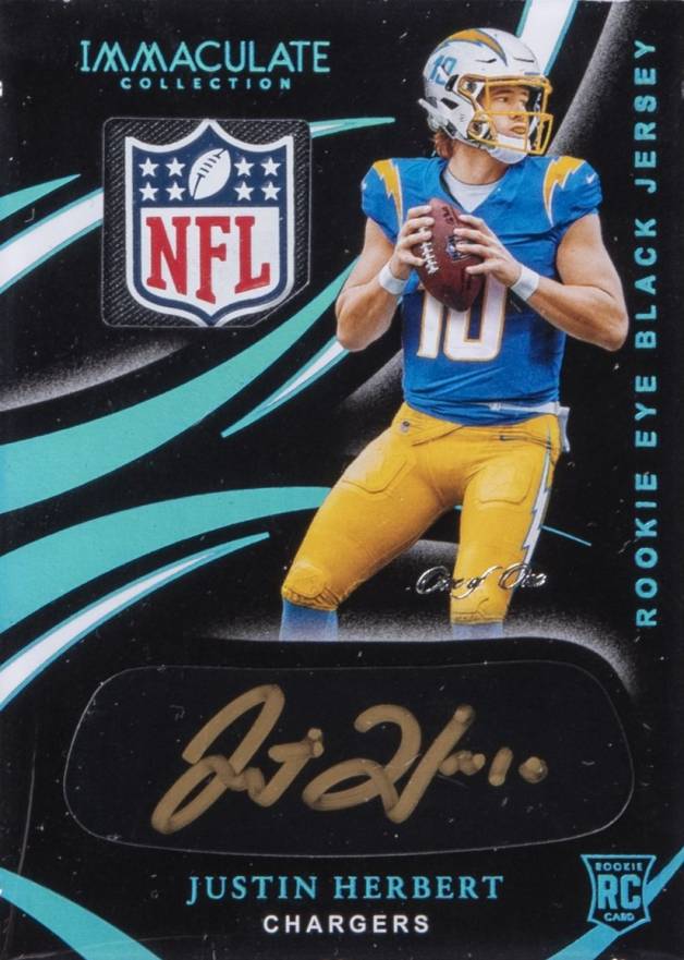 2020 Panini Immaculate Collection Rookie Eye Black Jersey Autographs Justin Herbert #REB3 Football Card