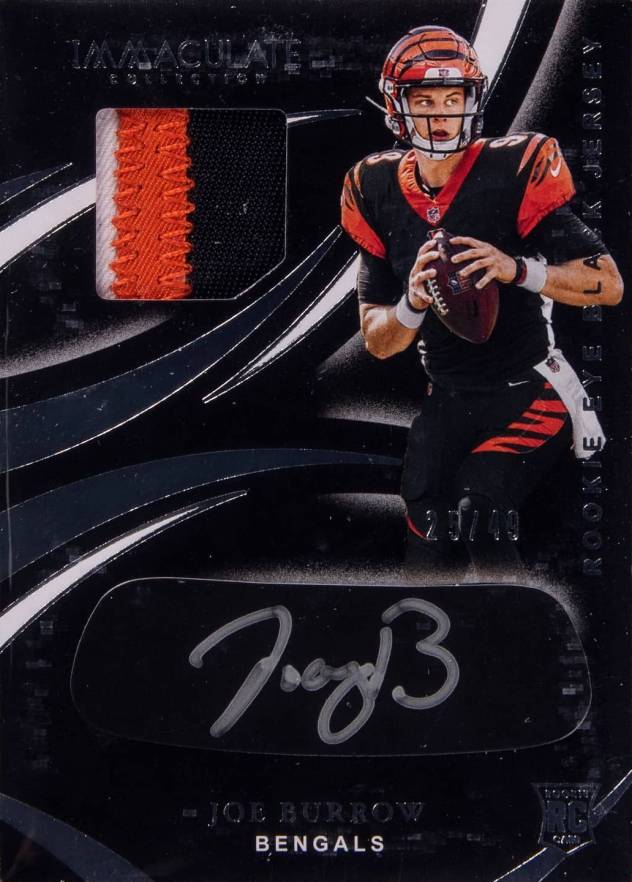 2020 Panini Immaculate Collection Rookie Eye Black Jersey Autographs Joe Burrow #REB1 Football Card