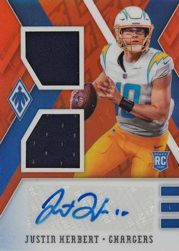 2020 Panini Phoenix RPS Rookie Autograph Dual Jersey Justin Herbert #JH Football Card