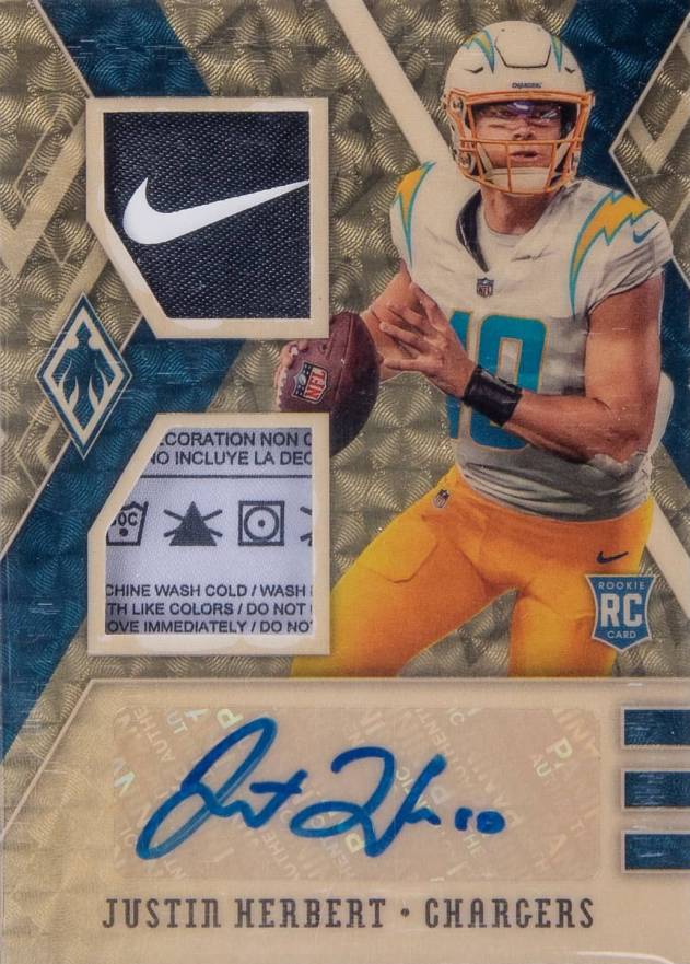 2020 Panini Phoenix RPS Rookie Autograph Dual Jersey Justin Herbert #JH Football Card