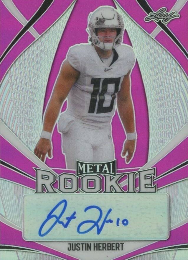 2020 Leaf Metal Rookie Autograph Justin Herbert #MRJH2 Football Card