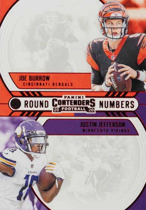 2020 Panini Contenders Round Numbers Joe Burrow/Justin Jefferson #RNBJ Football Card