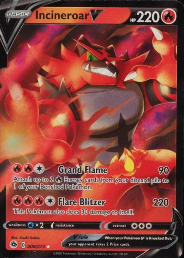 2020 Pokemon Sword & Shield Champion's Path Incineroar V #008 TCG Card