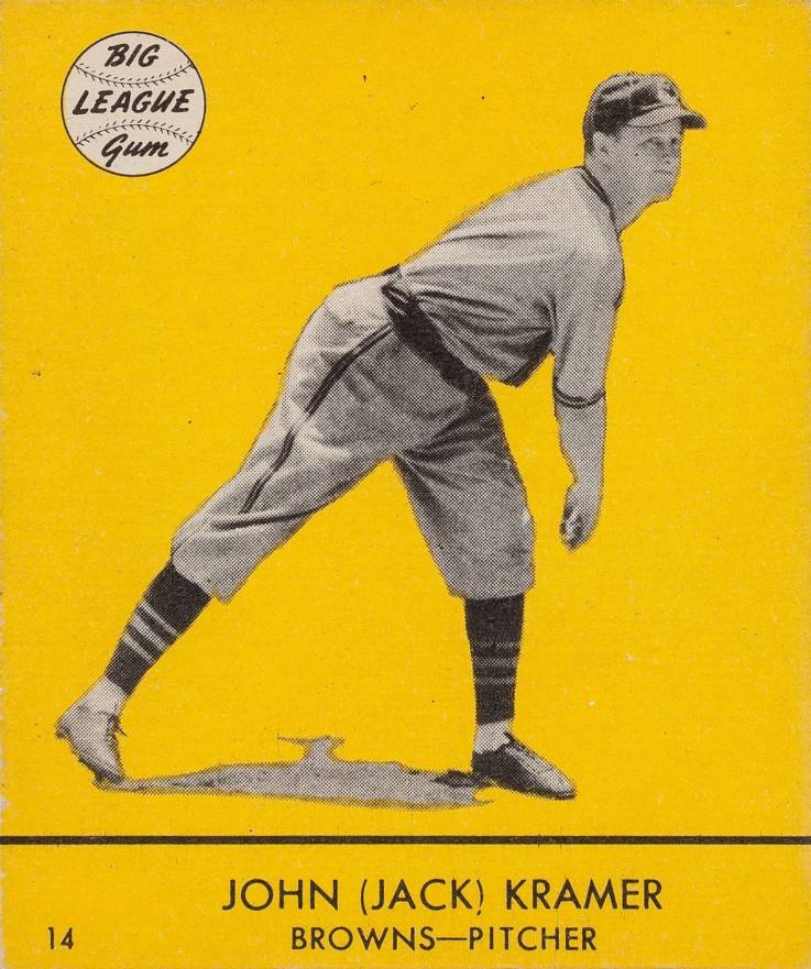 1941 Goudey John (Jack) Kramer #14y Baseball Card