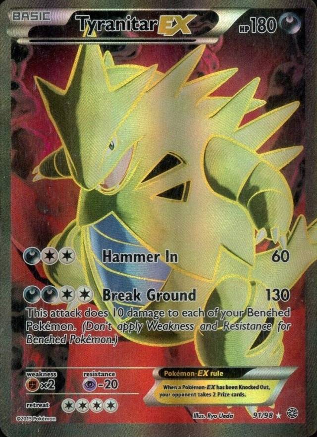 2015 Pokemon XY Ancient Origins Full Art/Tyranitar EX #91 TCG Card