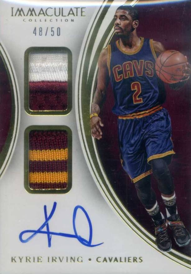 2015 Panini Immaculate Collection Dual Patch Autograph Kyrie Irving #KLR Basketball Card