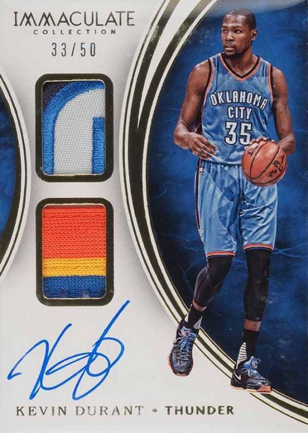 2015 Panini Immaculate Collection Dual Patch Autograph Kevin Durant #KDU Basketball Card