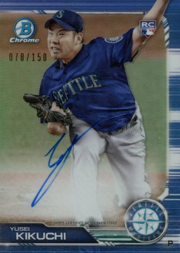 2019 Bowman Rookie Autographs Chrome Yusei Kikuchi #YK Baseball Card