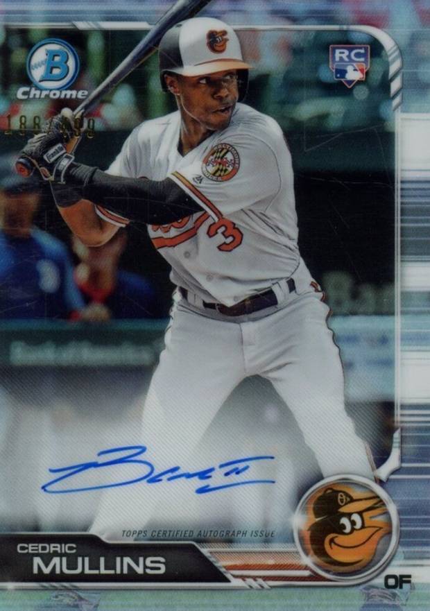 2019 Bowman Rookie Autographs Chrome Cedric Mullins #CM Baseball Card