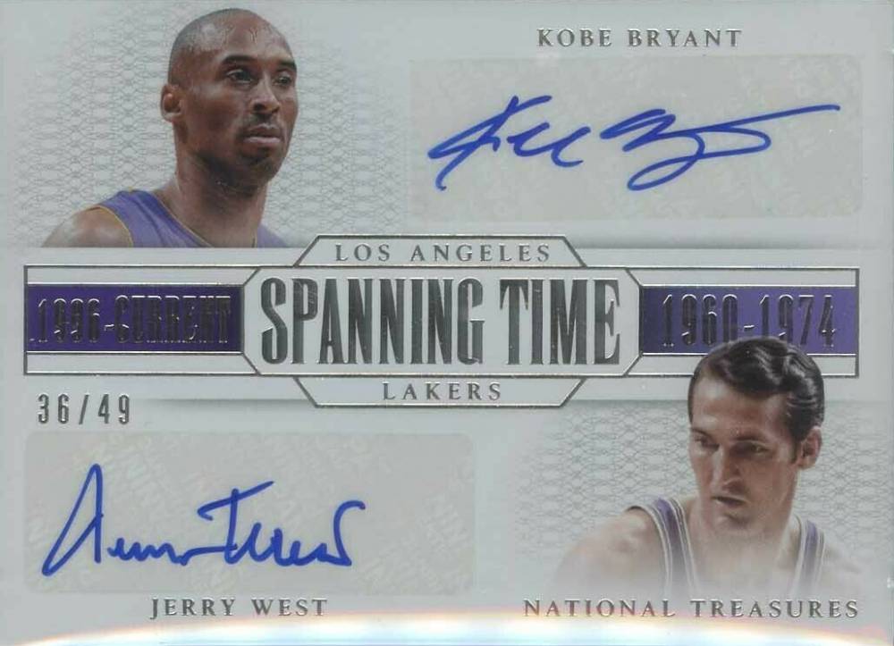 2013 Panini National Treasures Spanning Time Dual Signatures West/Bryant #ST-KJ Basketball Card