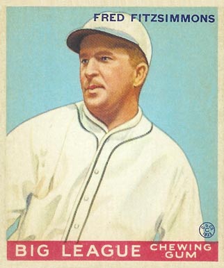 1934 Goudey World Wide Gum  Fred Fitzsimmons #20 Baseball Card